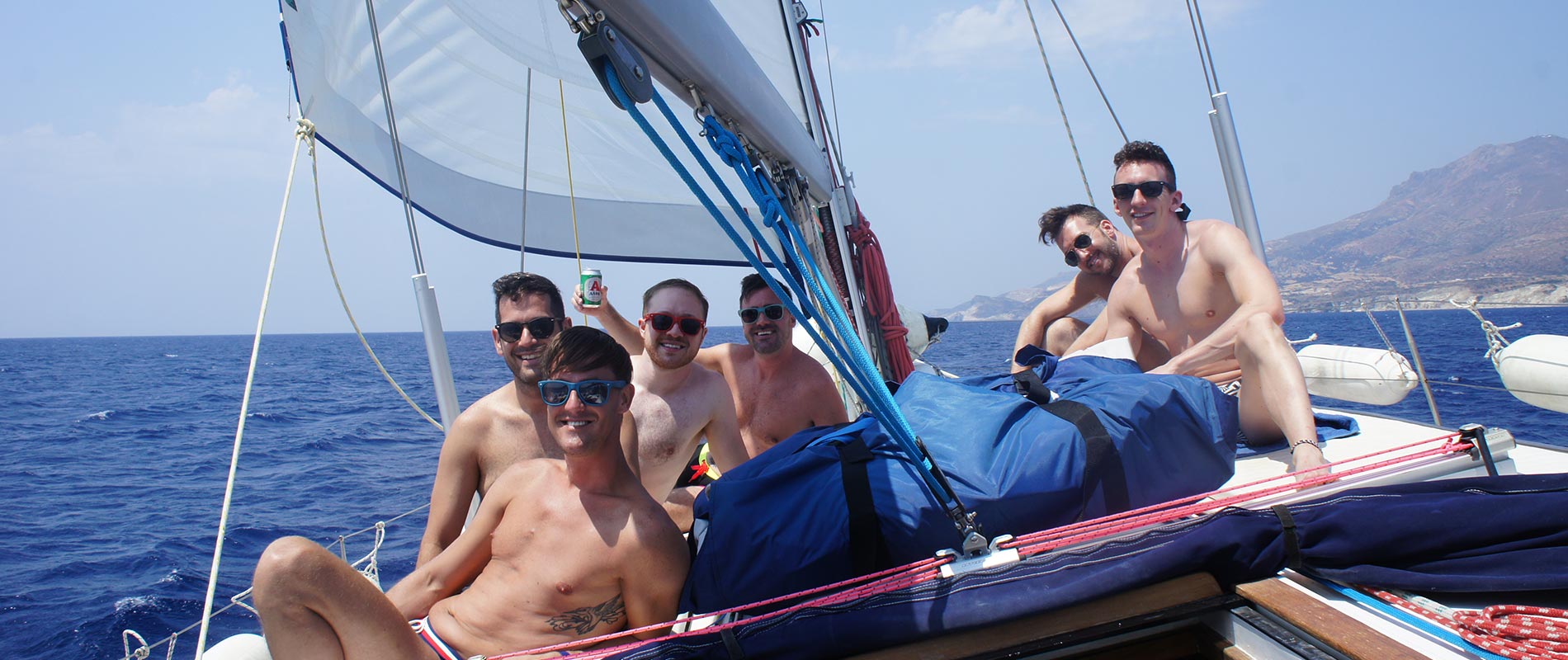 Guests enjoying a gay greek islands cruise - gay and lesbian sailing greece