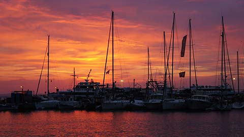 Sailing Greek islands autumn with amazing sunsets
