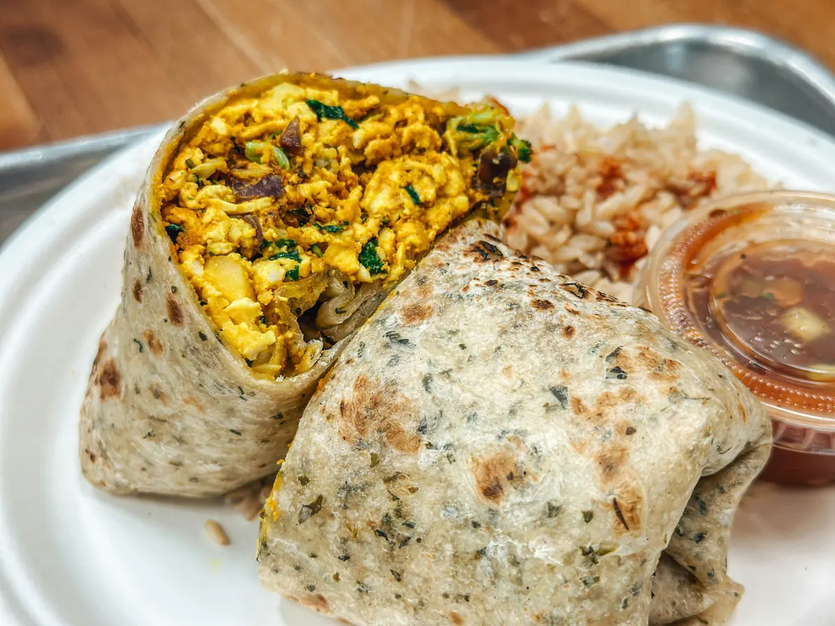 Whole food plant based travel Greece vegan wraps